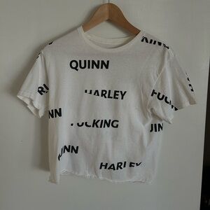 Harley Quinn White Graphic T-Shirt with Black Text